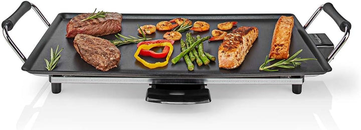Nedis FCTE110EBK50 Teppanyaki-Grill – 50cm Grillplatte – 2.000W – Temperaturregelung – Antihaftbesch
