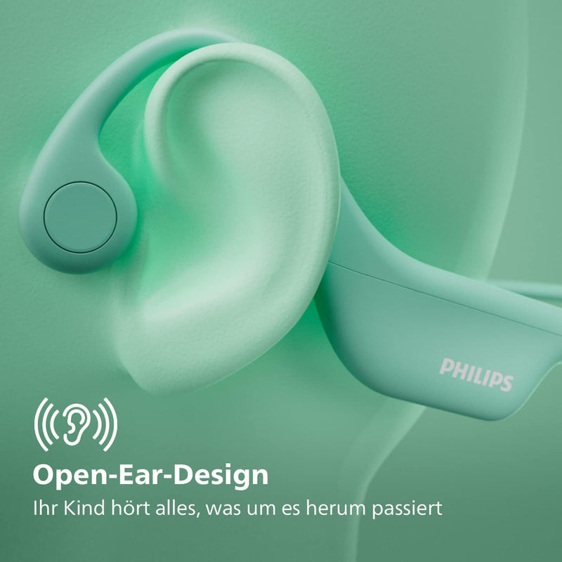 Philips TAK4607GR/00 Kabellose Open-Ear-Kopfhörer für Kinder, IPX5 Wasserschutz und bis zu 5 Stunden