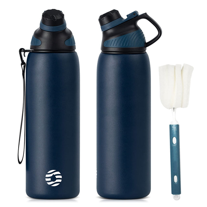 Fjbottle Edelstahl Trinkflasche Sport mit Magnetischem Deckel 1L, 800ml, 600ml, 400ml BPA-Frei Ausla