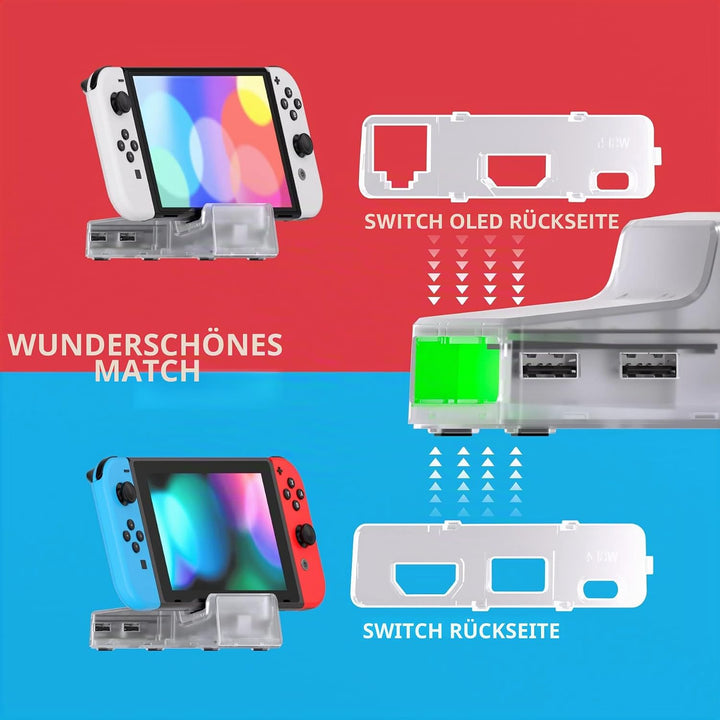 eXtremeRate AiryDocky LED Version DIY-Ersatz Gehäuse Case für Nintendo Switch/Switch OLED Dock, Re-D