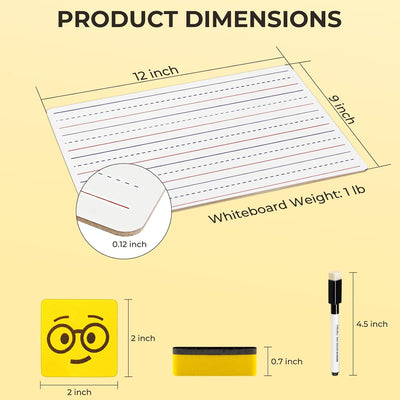 25 Stück Whiteboard Klein A4, Ohuhu 22 x 30 cm Mini Whiteboard Doppelseitiges Liniert/Blanko mit 25