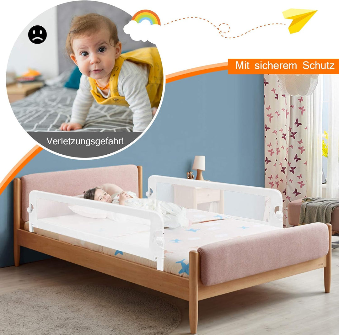 GOPLUS Bettgitter, Klappbarer & Tragbarer Bettschutzgitter für Babys unter 3 Jahren, Babybettgitter