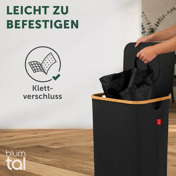 Blumtal Pflandflaschen Sammelbehälter 100L - Bambus Pfandflaschen Organizer mit Pfandflaschen Tasche