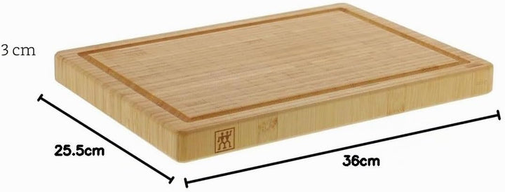 ZWILLING Schneidbrett aus massiven Bambusholz mit Saftrille, beidseitig nutzbar, mittel, 36 x 26 cm