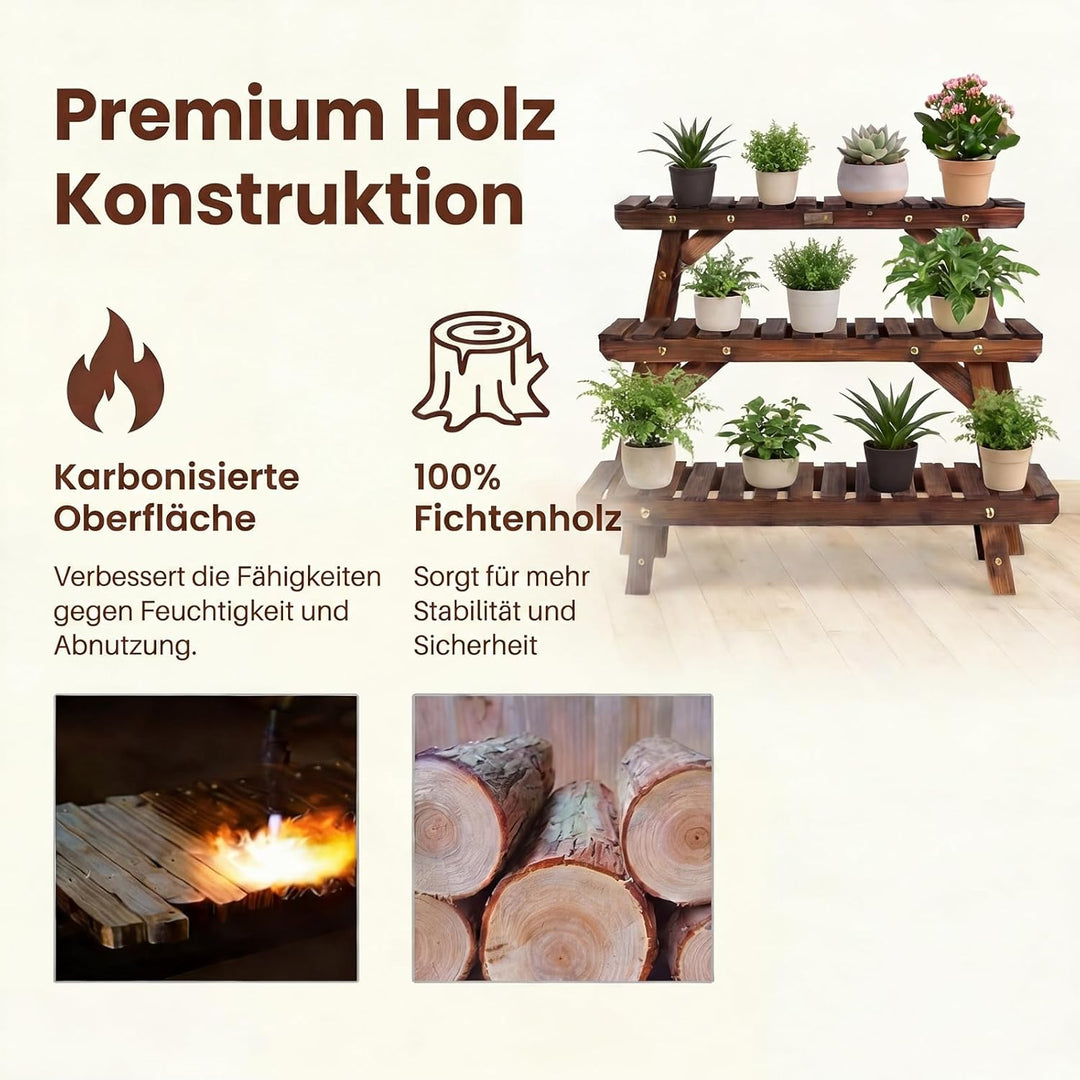 GYMAX 3-stufiges Blumenregal, kombinierbarer Pflanzenregal Outdoor, Pflanzenständer Blumenständer au