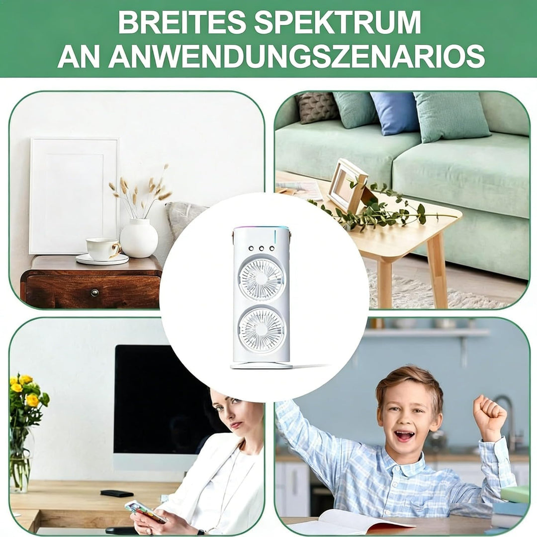 ragbare Klimaanlage Fan, 4 in 1 Personal Mini Cooling Fan mit Wassernebel Spray, 3 Geschwindigkeiten
