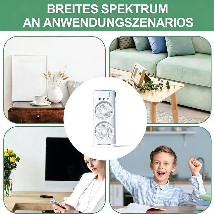 ragbare Klimaanlage Fan, 4 in 1 Personal Mini Cooling Fan mit Wassernebel Spray, 3 Geschwindigkeiten