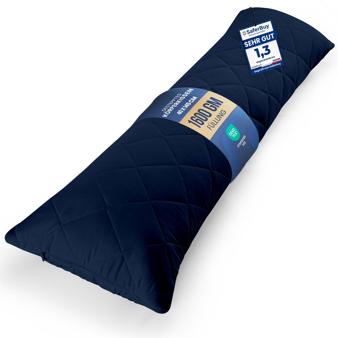 Utopia Bedding Seitenschläferkissen Körperkissen Schwangerschaftskissen | 40x145 cm Blau Bezug aus g