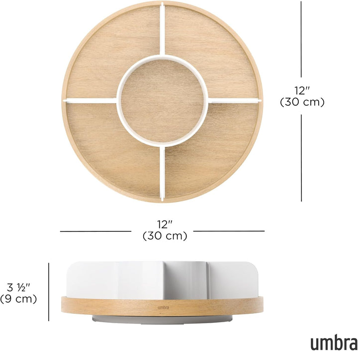 Umbra Bellwood Drehbarer Organizer, Lazy Susan Drehteller, Weiss/Natur, Lazy Susan