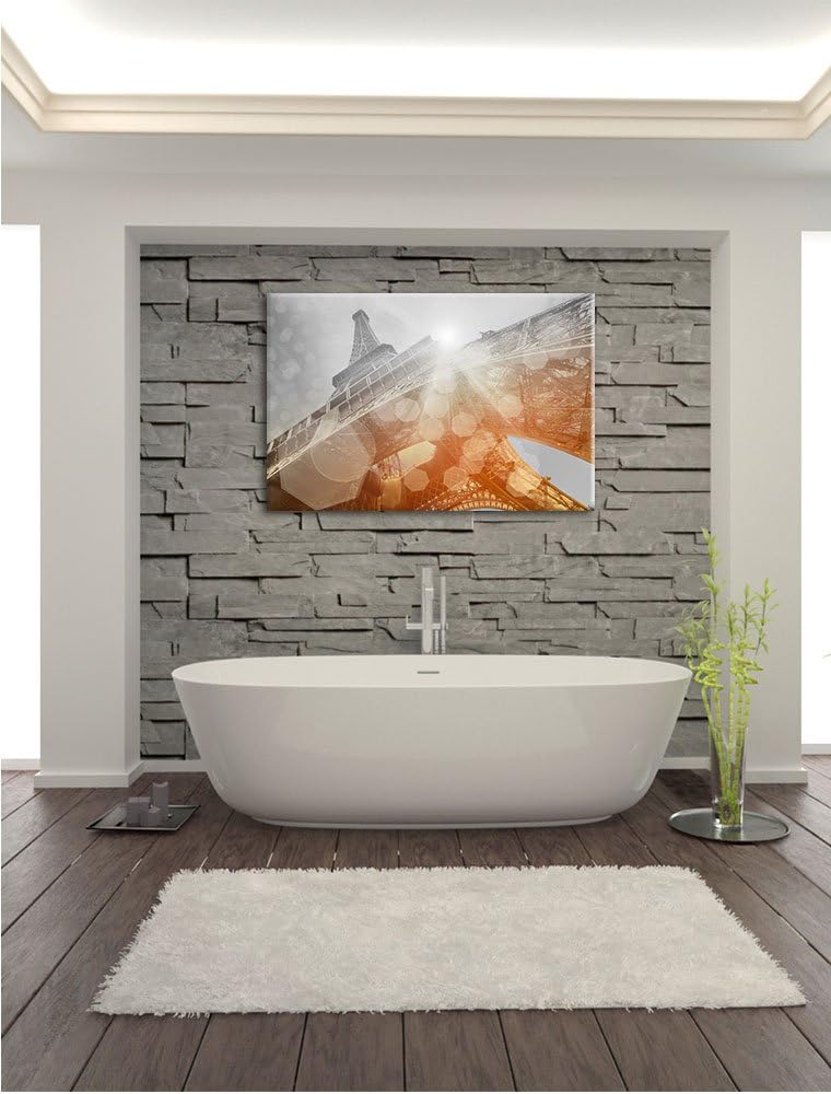 Pixxprint Der Eiffelturm im Sonnenschein als Leinwandbild | Grösse: 100x70 | Wandbild| Kunstdruck |