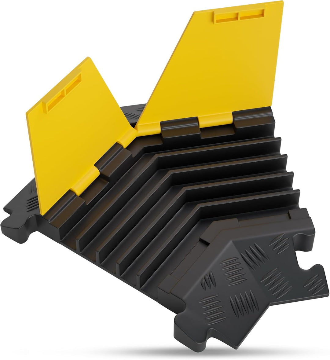 5 Kanal Ecke 45° Kabelbrücke mit Deckel überfahrbar Stolperschutz Rampe Brücke Protektor | 15 t Trag