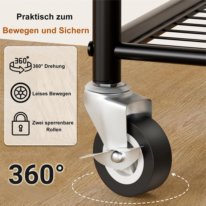 MISSLO Stabil Kleiderständer mit Rollen und Regalen 118 cm Grosse Kleiderstange aus Metall fürs Schl