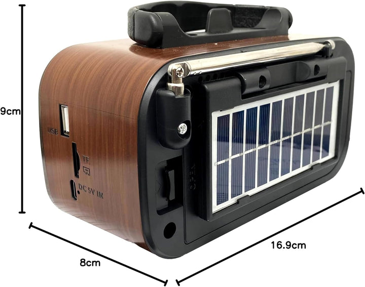 Retropolis Austin Retro Radio – Vintage Design mit Solar, USB, microSD, Bluetooth 5.0, 1200mAh Akku,