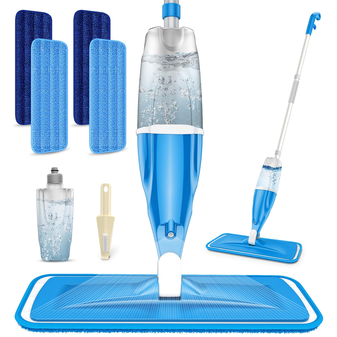 Bodenwischer mit Sprühfunktion - EXEGO Sprühwischer Bodenwischer mit 4-Mikrofaserbezug, Spray Mops W
