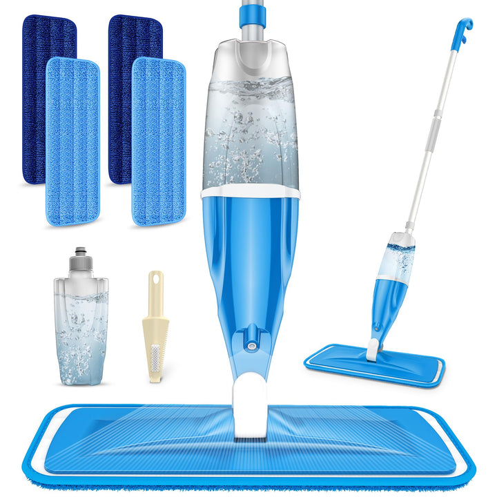Bodenwischer mit Sprühfunktion - EXEGO Sprühwischer Bodenwischer mit 4-Mikrofaserbezug, Spray Mops W