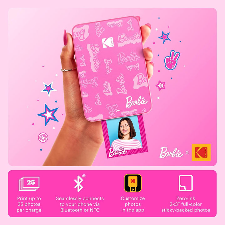 Kodak x Barbie Step Slim Kabelloser Sofortbild-Fotodrucker (Signature Style) + Barbie Deluxe Kamerat