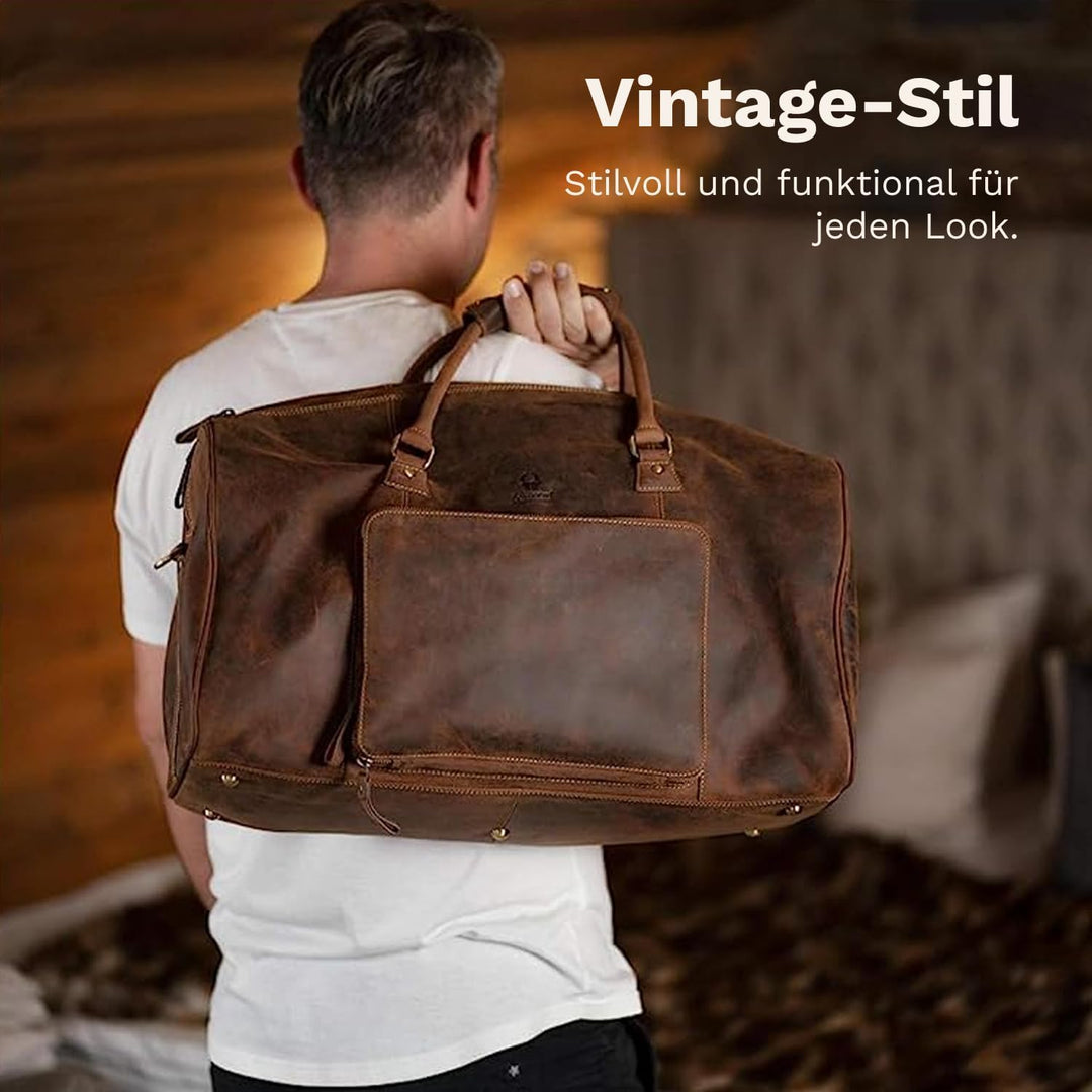 DONBOLSO Weekender Naples - Hochwertige Reisetasche Herren gross - Leder Reisetasche braun - Handgep