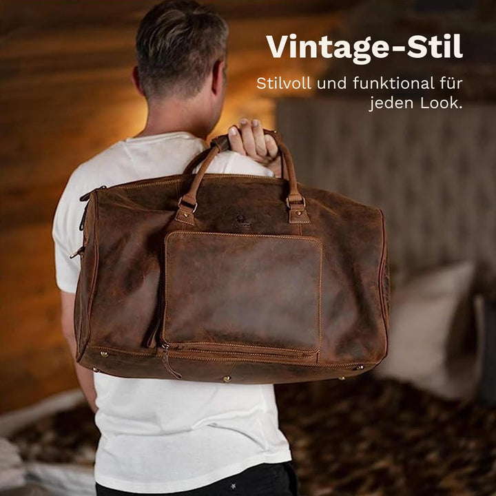 DONBOLSO Weekender Naples - Hochwertige Reisetasche Herren gross - Leder Reisetasche braun - Handgep
