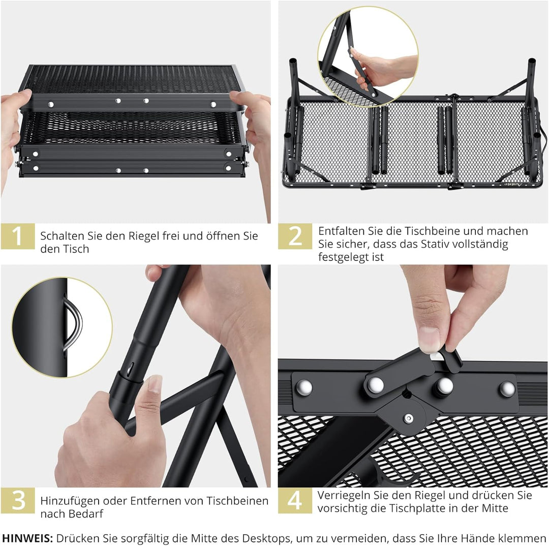 Anbte Campingtisch Klapptisch mit 3 Verstellbare Höhe Falttisch aus Aluminium 88 * 40cm Koffertisch