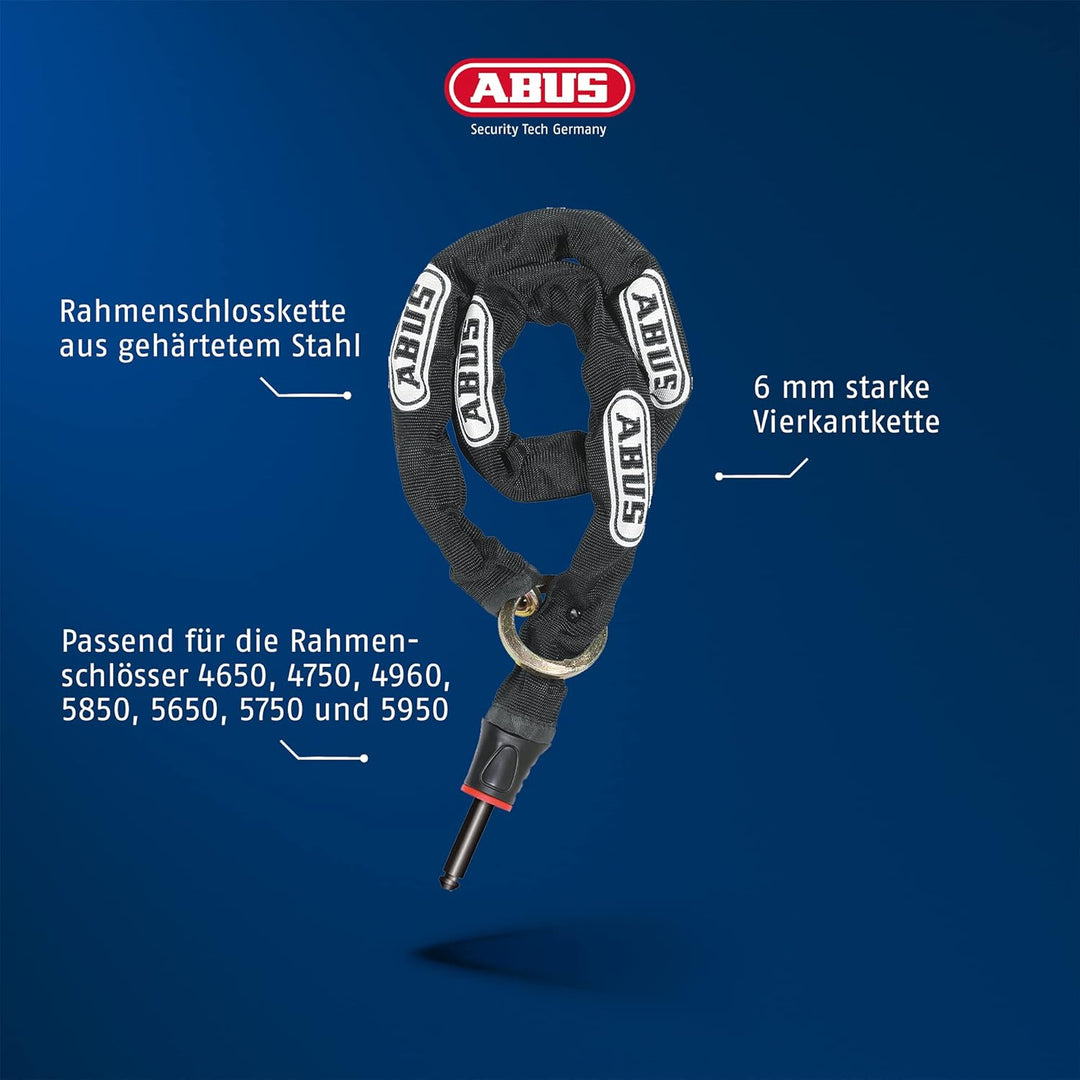 ABUS Rahmenschloss-Einsteckkette - Adaptor Chain 6KS - Fahrradschloss mit 85 cm Länge - 6 mm Starkes