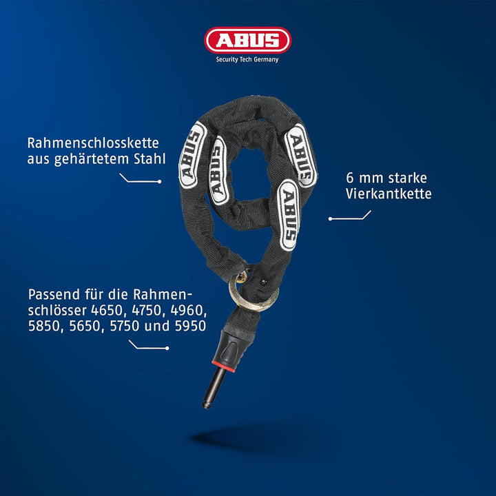 ABUS Rahmenschloss-Einsteckkette - Adaptor Chain 6KS - Fahrradschloss mit 85 cm Länge - 6 mm Starkes