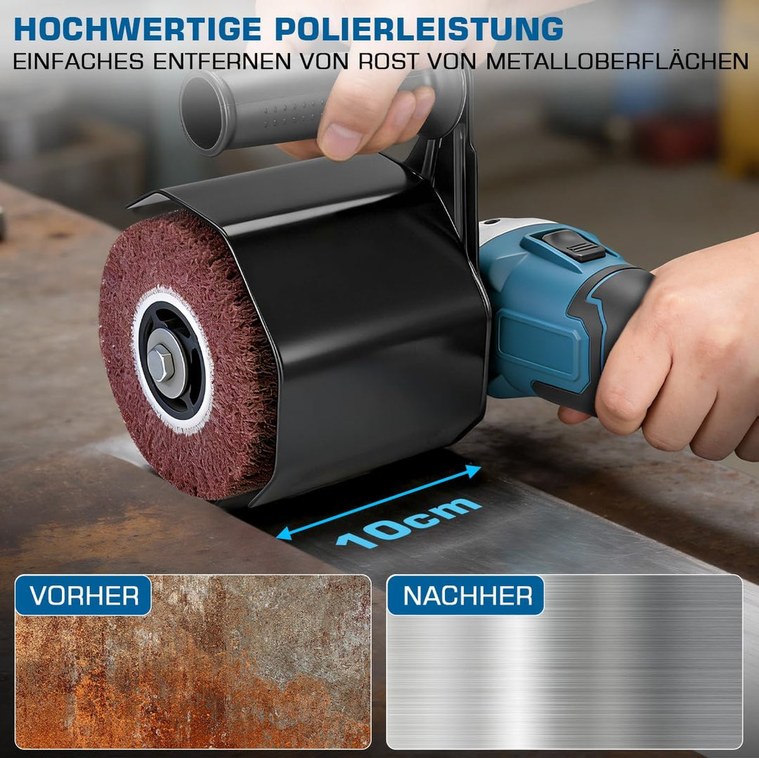 3 IN 1 Satiniermaschine & Poliermaschine & Winkelschleifer, 1200W Akku-Bürstenschleifer Brushless, 5