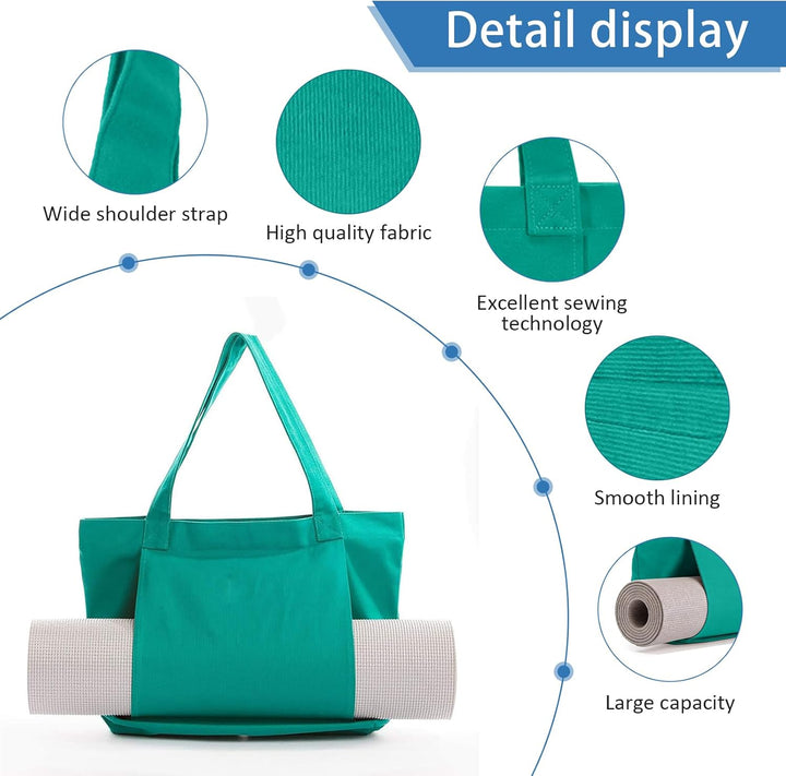 Yogatasche Damen mit Nassfach, Canvas Tasche mit Griffen, Abnehmbare Tasche für Yogamatte, Geeignet