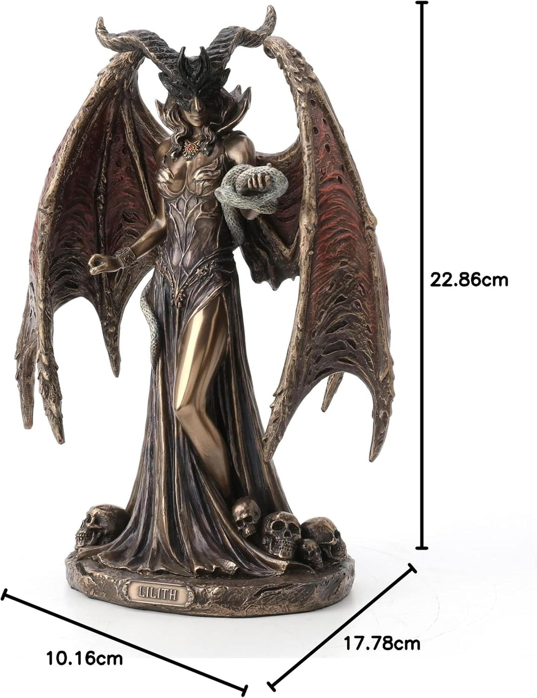 Veronese Design Lilith The First Woman Statue aus kaltgegossenem Kunstharz, Antik-Bronze-Finish, Fan