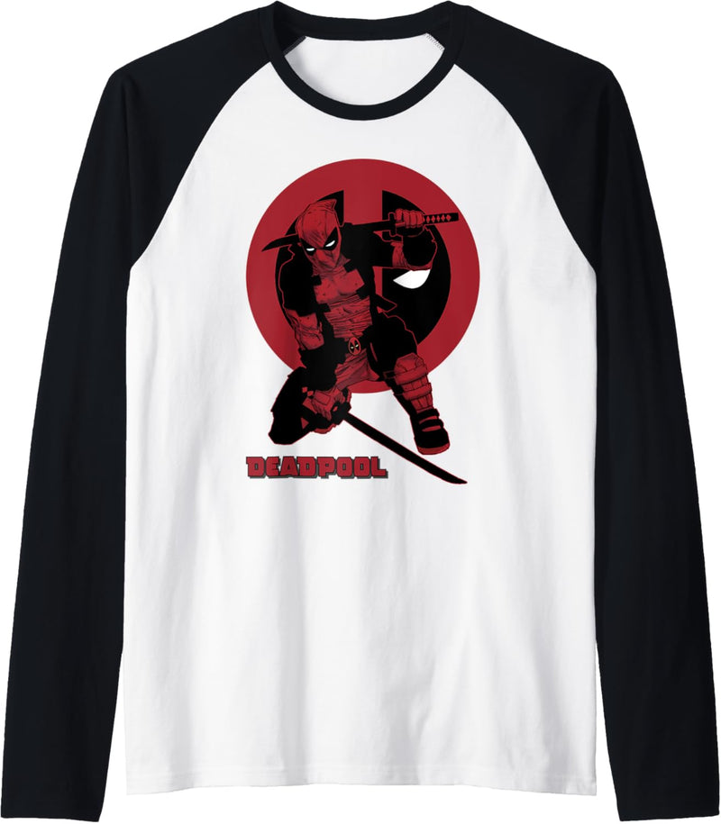 Marvel Deadpool Crouching Deadpool Hidden Logo Raglan