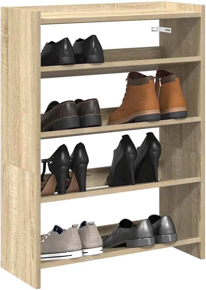 vidaXL Schuhregal Sonoma-Eiche 60x25x81 cm Holzwerkstoff, Schuhschrank, Schuhaufbewahrung, Schuhe Or