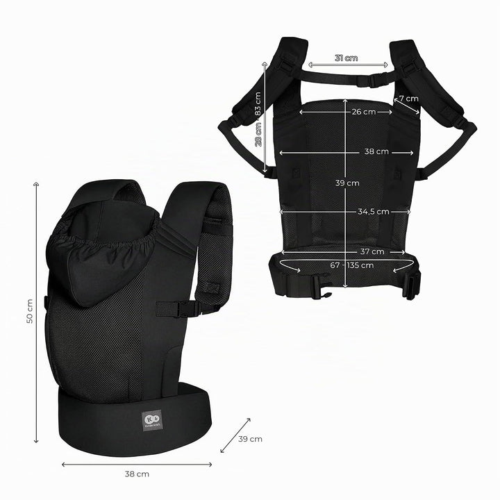 Kinderkraft ergonomische Babytrage CARRYBEE ab 3 Monaten bis 20 kg, verstellbar, feste Kapuze, aus B