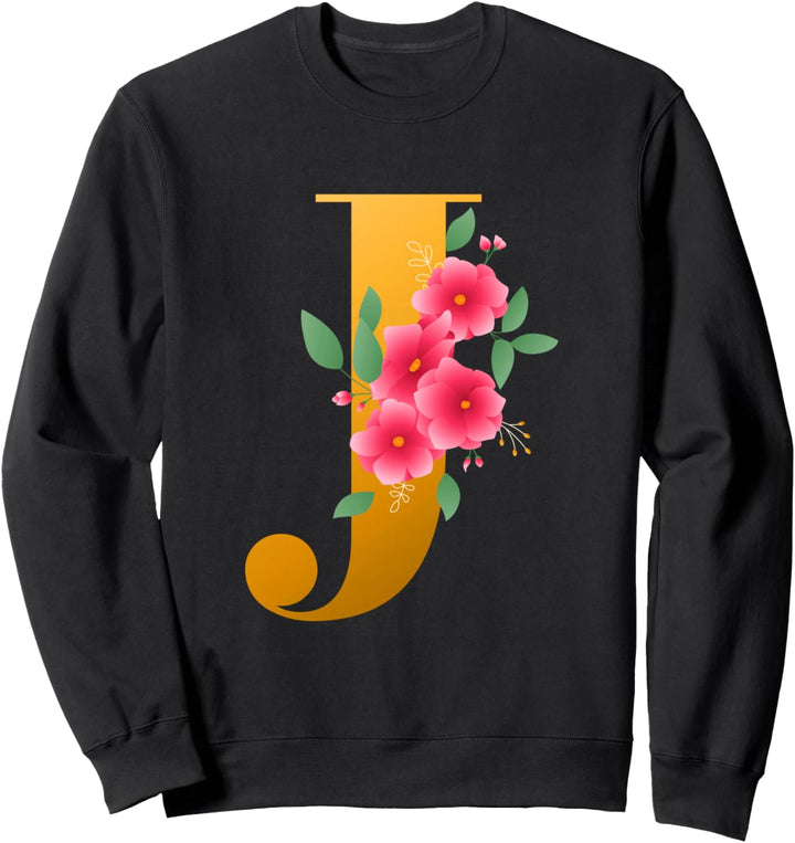 Floral J Alphabet Cute Initial Monogram Letter J Graphic Sweatshirt