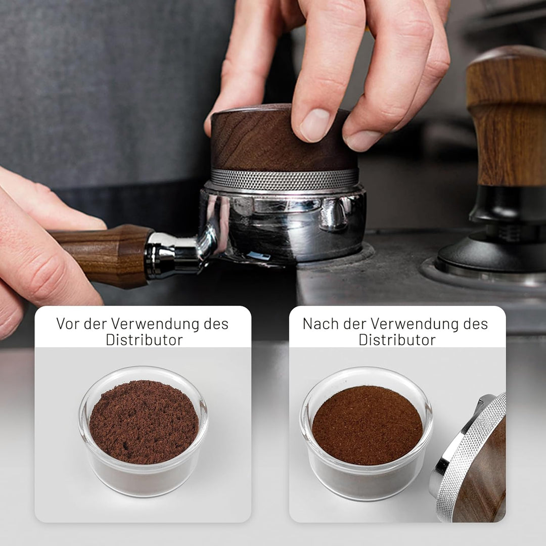 NOTSEK Espresso Distributor 51mm, Walnuss Höhenverstellbar Coffee Distributor für Kaffee Siebträger,