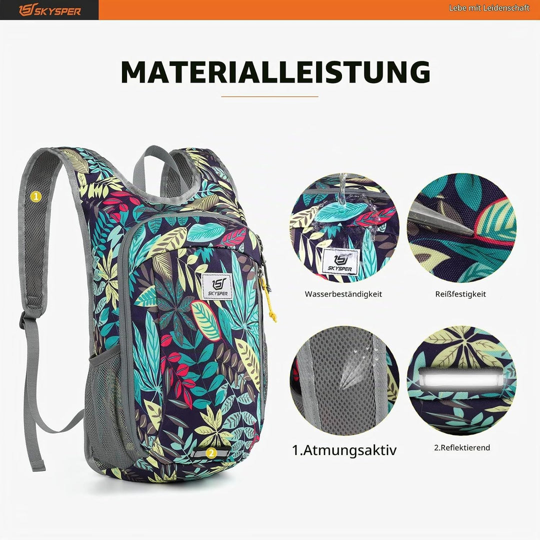 SKYSPER 10L/15L/20L Faltbarer Rucksack Ultraleicht Tagesrucksack Wasserfest Daypack Reiserucksack Wa