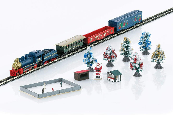Märklin 81845 - Spur Z Weihnachtsstartpackung mit Dampflok, Wagen und Mini-Weihnachtsmarkt, ab 15 Ja
