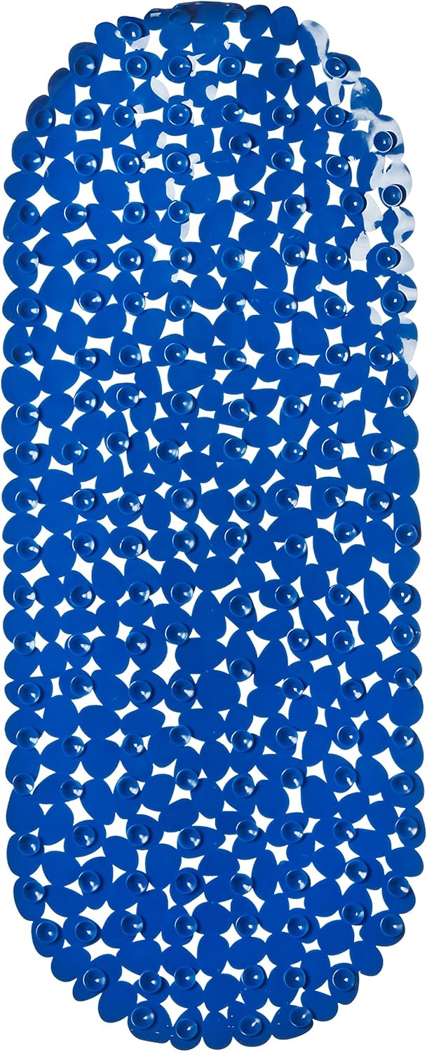 MSV Badewannenmatte, Textil, Blau, 39 x 99cm, Blue, Kieselsteine Dunkelblau 99 x 39 cm (Rechteckig)