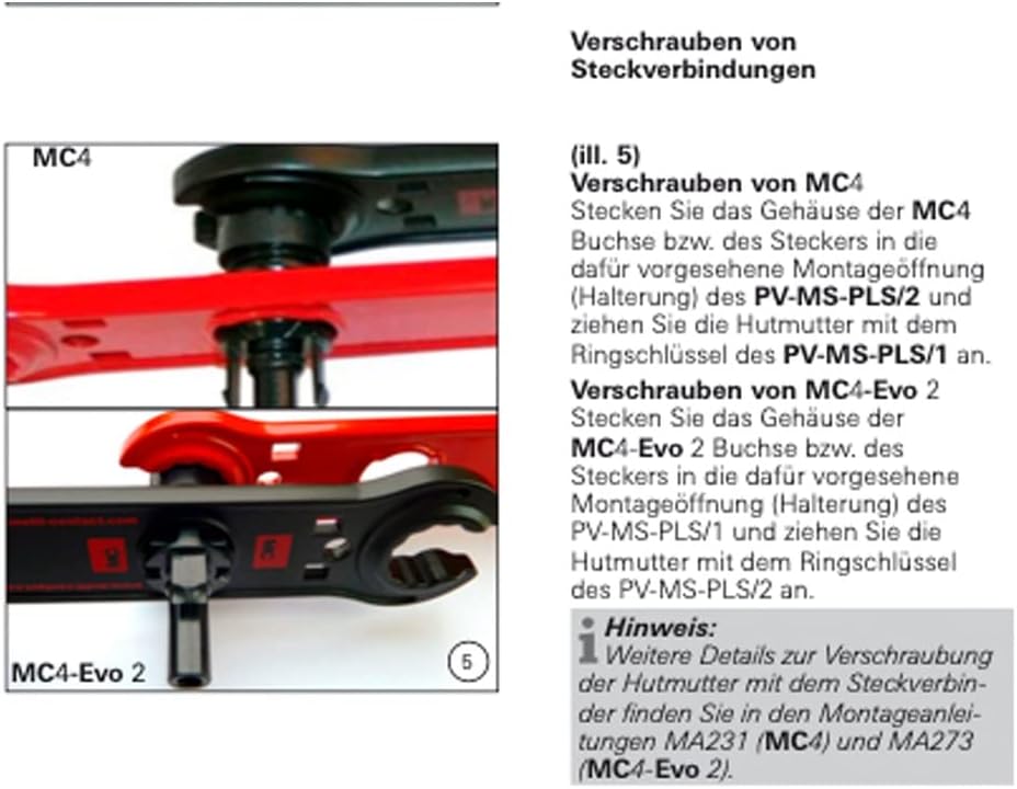 PV-Montage Werkzeug Set für Solar Stecker MC4 (Multi-Contact) Solar Schraubenschlüssel inkl. Tasche