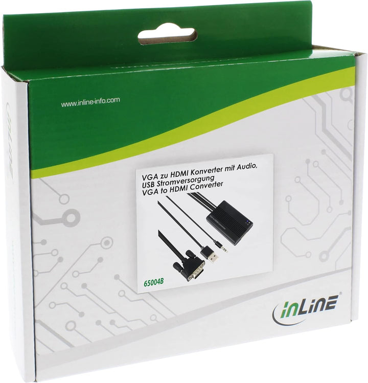 InLine® Konverter VGA+Audio zu HDMI, Eingang VGA und Klinke Audio Stereo, Ausgang HDMI, inkl. USB St