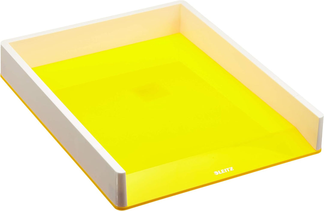 Leitz Briefkorb A4, 4er Pack, Zweifarbiges Design, Weiss/Gelb, Duo Colour, WOW, 53611016 Weiss / Gel