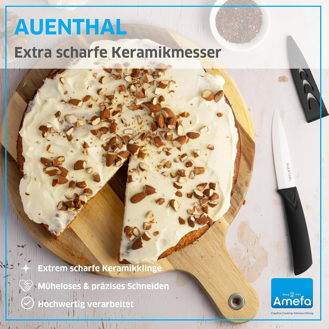 Amefa AUENTHAL Keramikmesser Set | 4-teilig | Klingen aus Keramik | Extrem scharf und leicht | Kochm