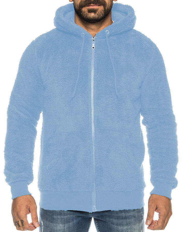 Raff &Taff Herren Kapuzenjacke Teddy Fleece Plüschjacke mit Kapuze Casuale Zip Hoodie Cardigan mit K