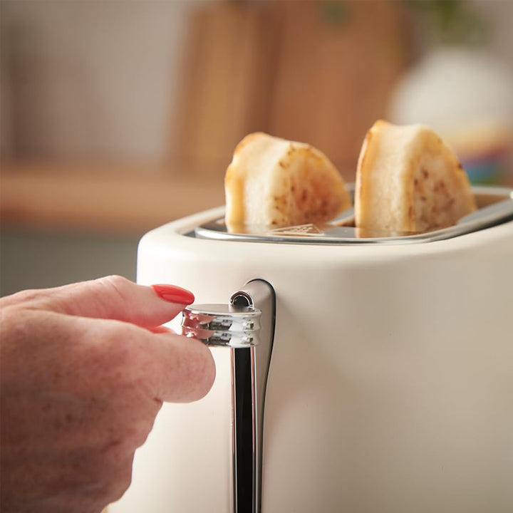 Russell Hobbs Toaster [für 2 Scheiben] Hanley Crème-Weiss (6 Bräunungsstufen, extra breite Toastschl
