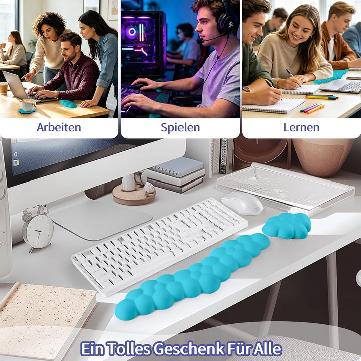 Sushret Handballenauflage Tastatur Wolke, Ergonomische Handauflage Mit PU Leder Memory Schaum, Cloud