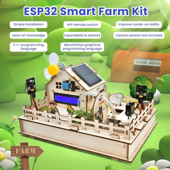 KEYESTUDIO IoT Control Smart Farm Starter-Set für Arduino ESP32, Elektronik-Programmier-Set, kompati
