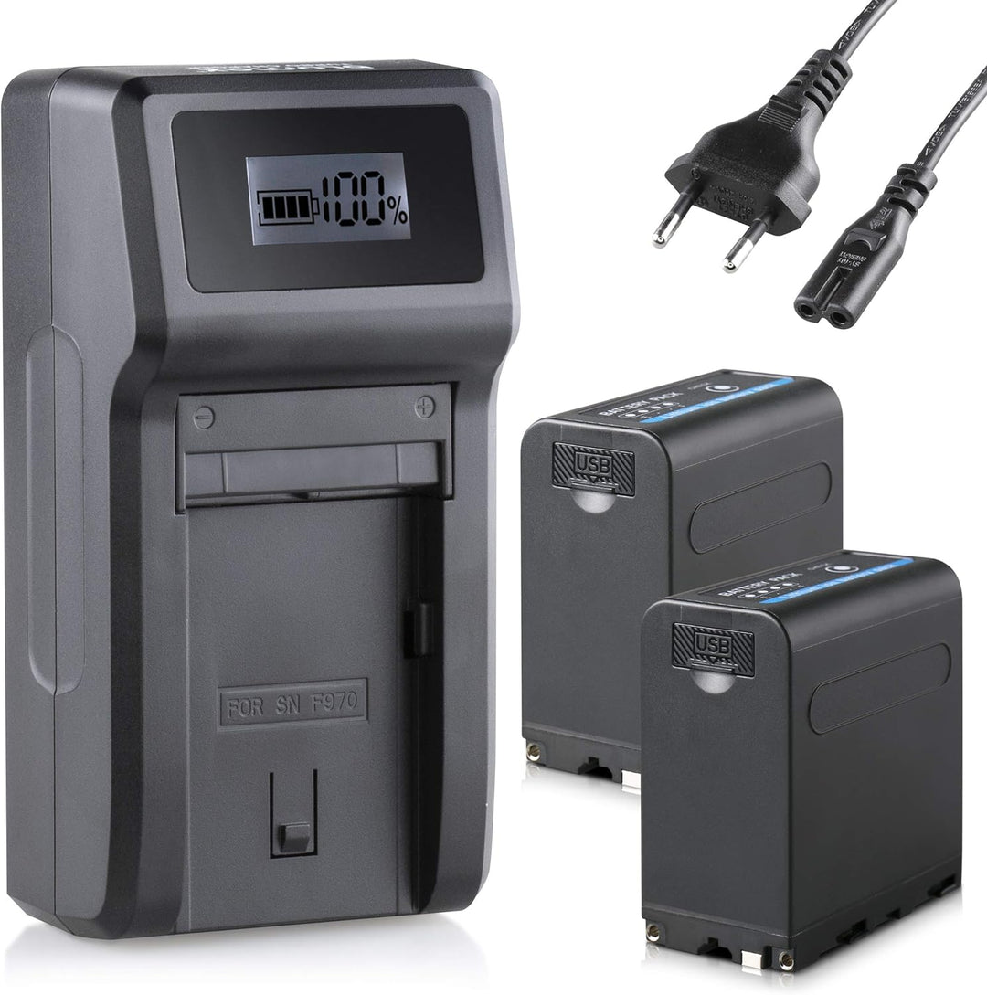 Blumax 2X Akku NP-F980 / NP-F990 LG Zellen 10050mAh + Turbo-Ladegerät | kompatibel mit Sony NP-F750