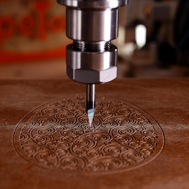 SpeTool Gravierfräser 6mm Schaft 30 Grad V Nutfräser Schriftenfräser Holz 0,2 mm Spitze VHM Graviers