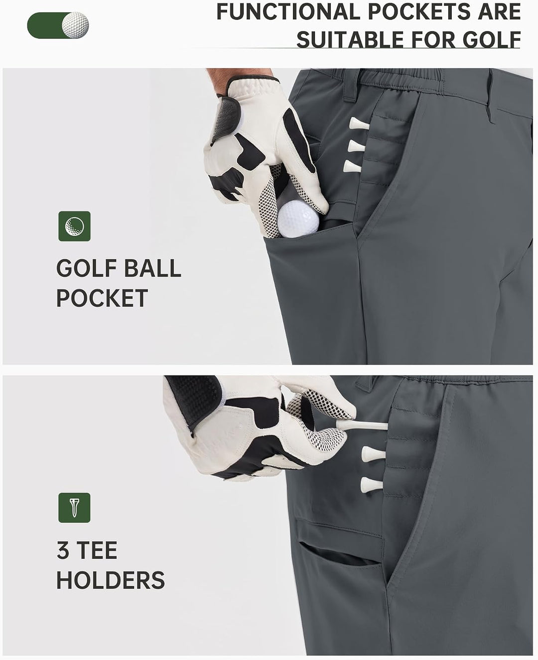 33,000ft Herren Golf Shorts UPF 50+ Stretch Shorts Leichte Schnelltrocknende 9" Bermuda Shorts Kurze