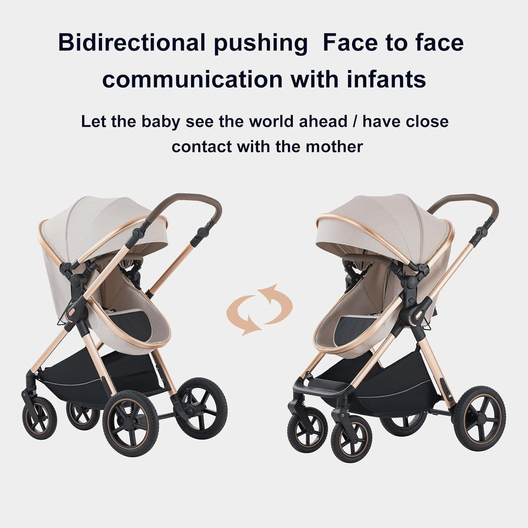 BEBBY Kinderwagen, Standard-Kinderwagen, Kinderwagen 3 in 1,Kinderwagen mit Faltbarem Tragbarem für