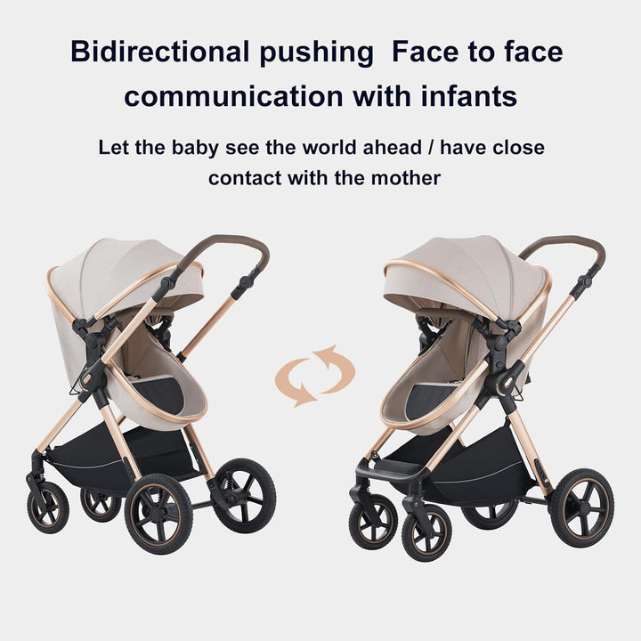 BEBBY Kinderwagen, Standard-Kinderwagen, Kinderwagen 3 in 1,Kinderwagen mit Faltbarem Tragbarem für