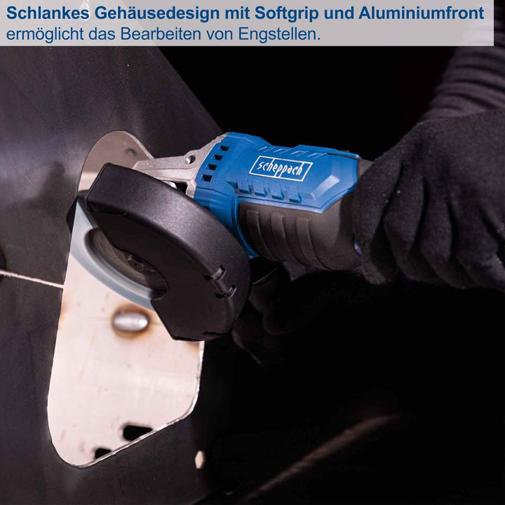Scheppach Akku Winkelschleifer C-AG125-X Schleifmaschine mit Softstart & Überlastschutz | Schleifsch